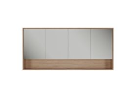 Supporting Image - Kado Aspect 1800mm Mirror Cabinet Four Doors with Shelf and Surround View - Boston Oak