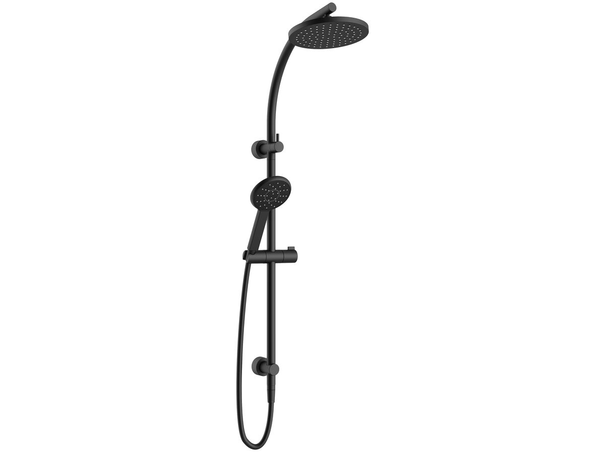Nikles Pearl Curve Twin Shower with 250 Round Overhead Matte Black (4 Star)