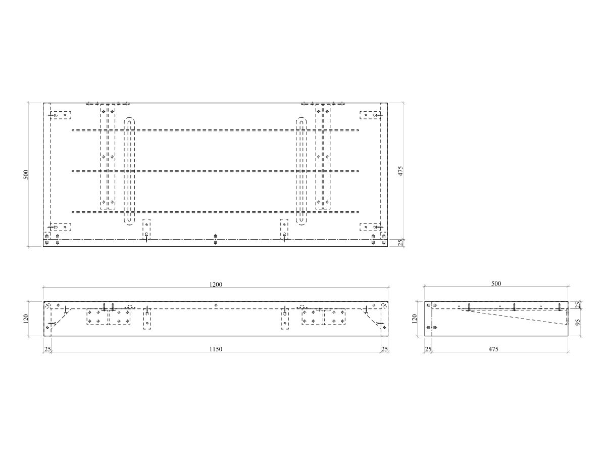 Kado Arc Basin Shelf 1200mm x 500mm American Solid Oak
