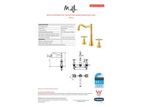 Specification Sheet - Milli Voir Hob English Sink / Spa Set Cross Handles Brushed Gold (4 Star)