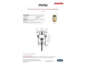 Specification Sheet - Mizu Drift Universal 40mm Dome Pop Up Plug & Waste Brushed Brass
