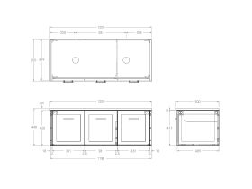 Kado Lux All Door 1200mm Double Bowl Wall Hung