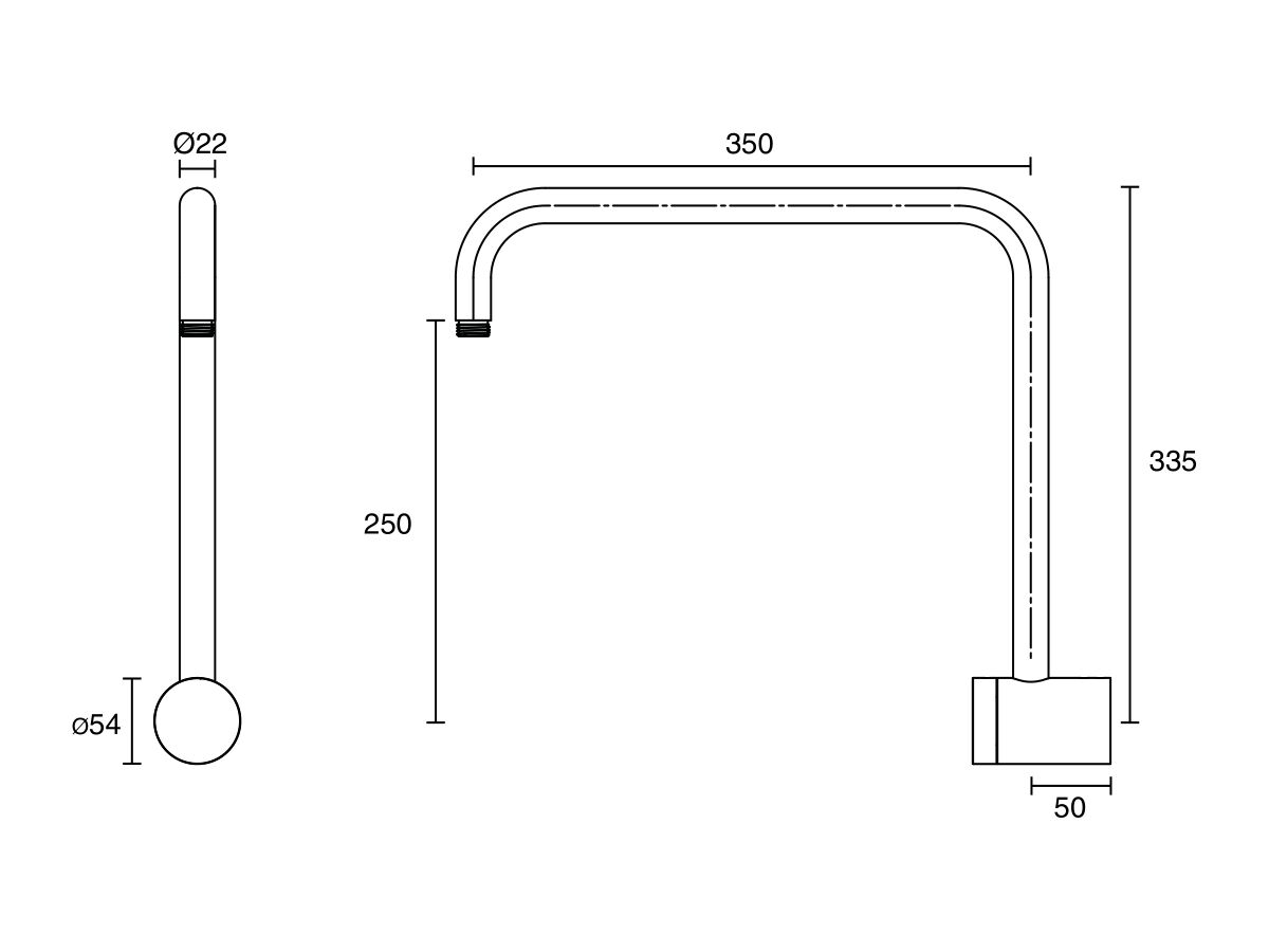 Sussex Pure Hi-Rise Shower Square Arm Only