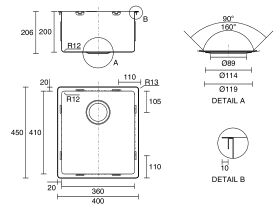 Franke Bow BXX210-36 Single Bowl Inset/ Undermount/ Flushmount Sink Only Stainless Steel