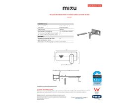 Specification Sheet - Mizu Silk Wall Basin Mixer Trimset Brushed Gunmetal (5 Star)