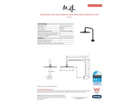 Specification Sheet - Milli Mood Edit Hi-Rise Shower Square with 250mm Shower Head PVD Matte Black (3 Star)