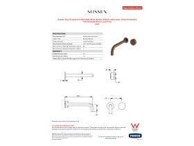 Specification Sheet - Sussex Pure Progressive Wall Bath Mixer System 250mm with Linear Textured Handles PVD Brushed Bronze Lead Free