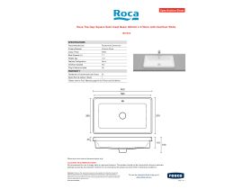 Specification Sheet - Roca The Gap Square Semi Inset Basin 600mm x 370mm With Overflow White