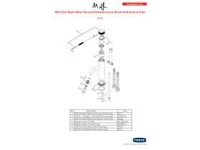 Component Listing - Milli Etch Basin Mixer Tap with Extended Lever Brushed Bronze (6 Star)