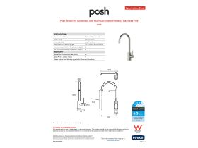 Specification Sheet - Posh Bristol Pin Gooseneck Sink Mixer Tap Brushed Nickel (4 Star) Lead Free