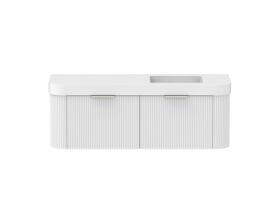 Supporting Image - Kado Neue Fluted Double Curve All Drawer 1500mm Wall Hung Vanity with Right Hand Basin Durasein 90mm Top Ultra White