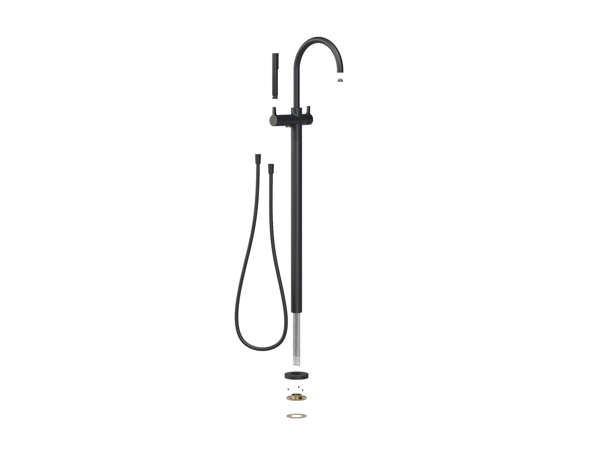 Supporting Image - Faucet Strommen Vara Fin Floor Mounted Bath Mixer with Handshower Kit Matte Black (3 Star)