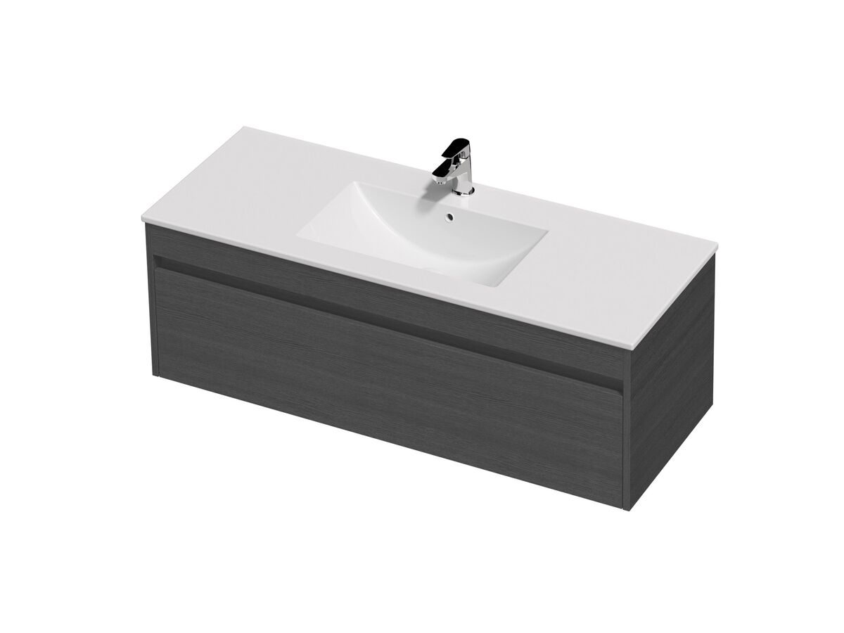 Posh Domaine Single 1200 1 Drawer Wall Hung Colour Console Top Gloss White