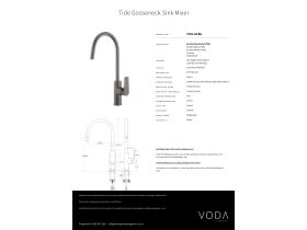 Specification Sheet - Voda Tide Sink Mixer Brushed Gunmetal PVD (3 Star) Lead Free
