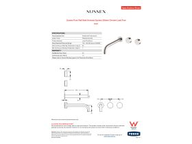 Specification Sheet - Sussex Pure Wall Bath Hostess System 250mm Chrome Lead Free