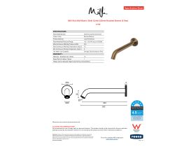 Specification Sheet - Milli Etch Wall Basin / Bath Outlet 250mm Brushed Bronze (6 Star)