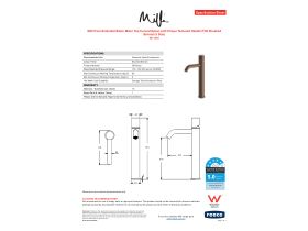 Specification Sheet - Milli Pure Extended Basin Mixer Tap Curved Spout with Cirque Textured Handle PVD Brushed Bronze (5 Star)