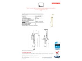 Specification Sheet - Faucet Strommen Vara Fin Floor Mounted Bath Mixer with Handshower Kit Brushed Admiralty Brass (3 Star)