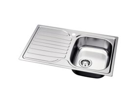 Supporting Image 2 - Posh Bristol Single Bowl Sink 1 Taphole Right Hand Bowl with Drainer Stainless Steel