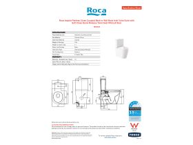 Specification Sheet -  Roca Inspira Rimless Close Coupled Back to Wall Back Inlet Toilet Suite with Soft Close Quick Release Toilet Seat White (4 Star)