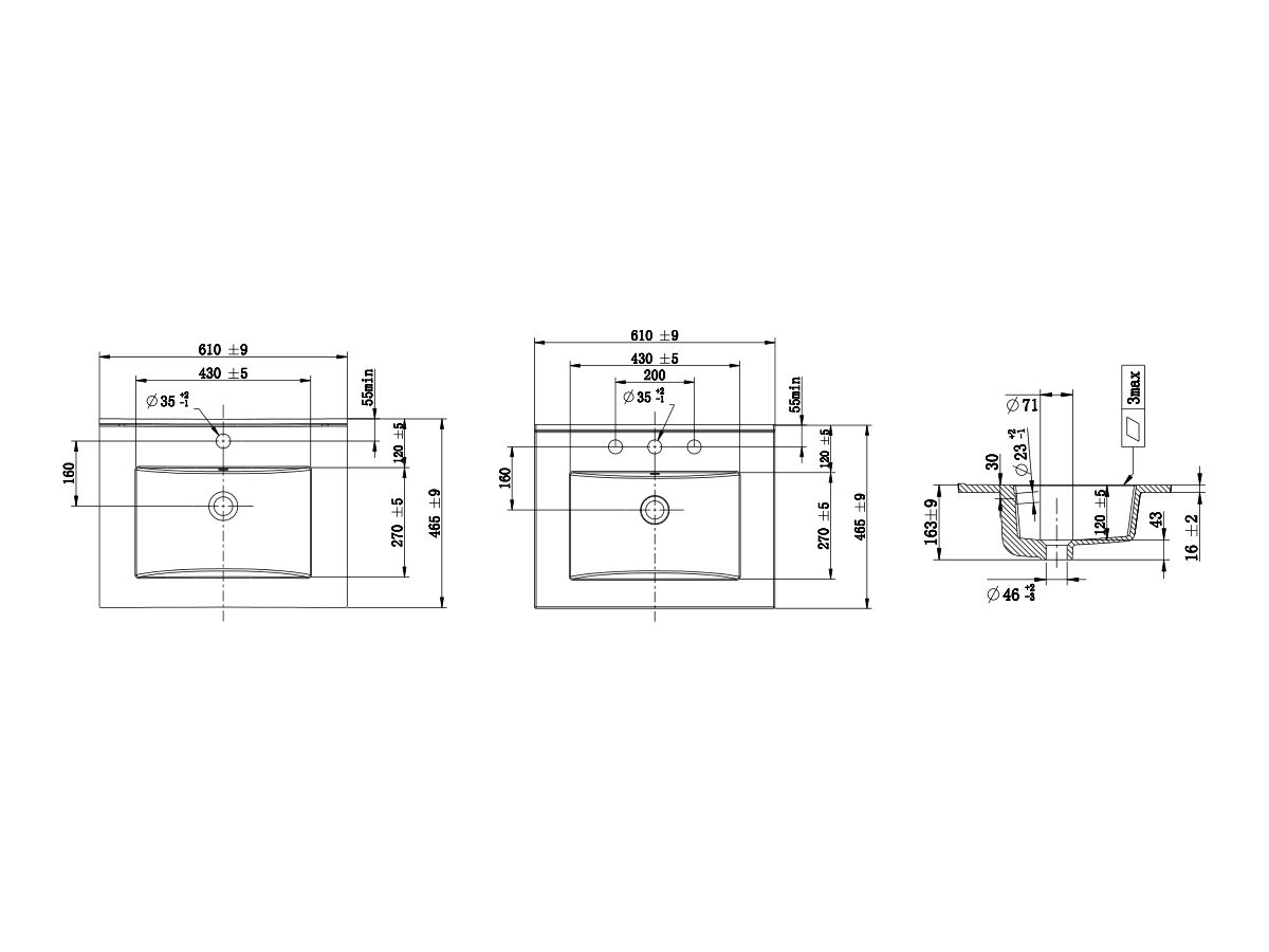 Posh Bristol MK2 600mm Vanity Top