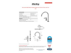 Specification Sheet - Mizu Soothe MK2 Medium Height Hob Mixer Set Chrome (6 Star) Lead Free