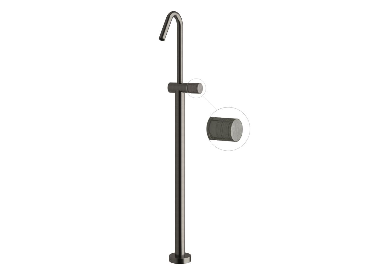 Sussex Pure Floor Mounted Bath Mixer Tap with Cirque Textured Handle PVD Brushed Gunmetal