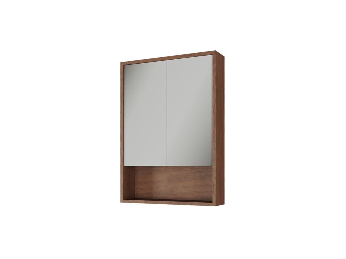 Supporting Image - Kado Aspect 600mm Mirror Cabinet Two Doors with Shelf - Florentine Walnut Side