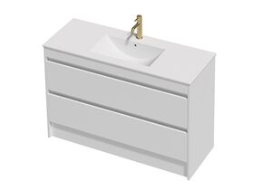 Posh Domaine Twin 1200 2 Drawer Floor Standing White Console Top Matte White