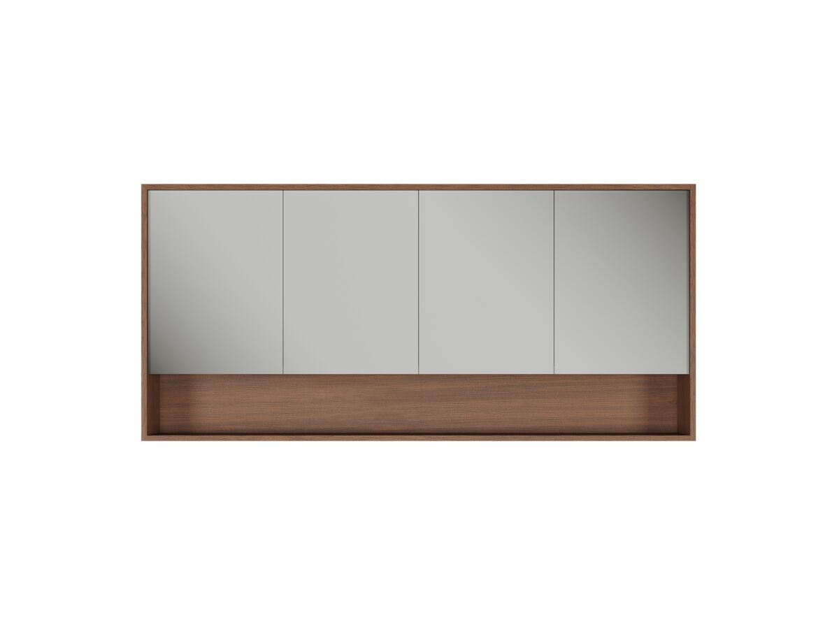 Supporting Image - Kado Aspect 1800mm Mirror Cabinet Four Doors with Shelf and Surround View - Florentine Walnut