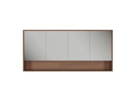 Supporting Image - Kado Aspect 1800mm Mirror Cabinet Four Doors with Shelf and Surround View - Florentine Walnut