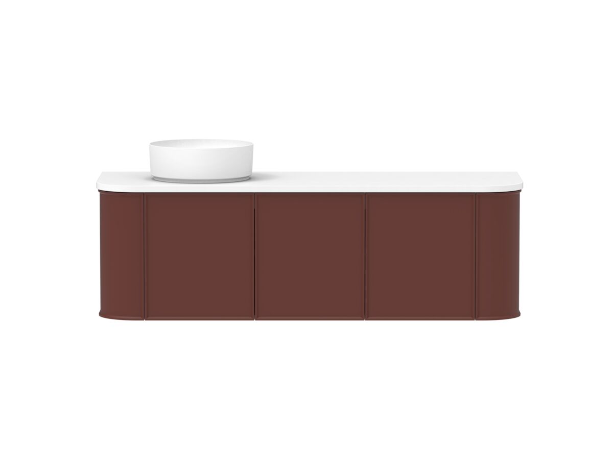 Hero - Kado Era Double Curve All Door 1500mm Wall Hung Vanity with Left Hand Basin 20mm Top Red Marble