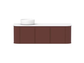 Hero - Kado Era Double Curve All Door 1500mm Wall Hung Vanity with Left Hand Basin 20mm Top Red Marble