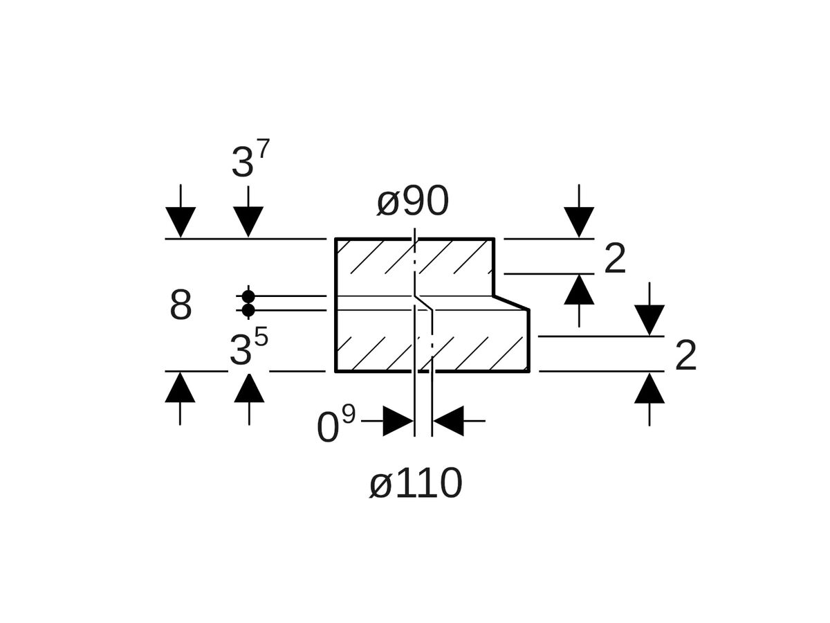 Geberit Short Eccentric Reducer 110mm x 90mm