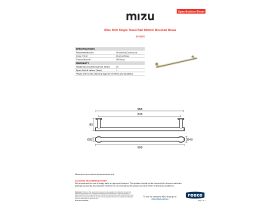 Specification Sheet - Mizu Drift Single Towel Rail 600mm Brushed Brass