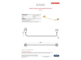 Specification Sheet - Kado Era Single Towel Rail 600mm Brass Gold