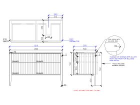 ISSY Cloud II 1200mm x 500mm x 760mm Vanity Unit with Legs 4 Touch Latch Drawers (No Basin)