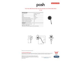 Specification Sheet - Posh Solus MK3 Shower Mixer Tap with Extended Lever 200mm Matte Black