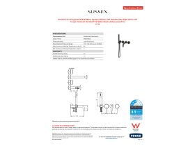 Specification Sheet - Sussex Pure Progressive Bath Mixer System 250mm with Handshower Right Hand with Cirque Textured Handles PVD Matte Black (3 Star) Lead Free