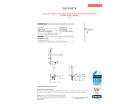 Specification Sheet - Sussex Pure Progressive Bath Mixer System 250mm with Handshower Right Hand Chrome (3 Star) Lead Free