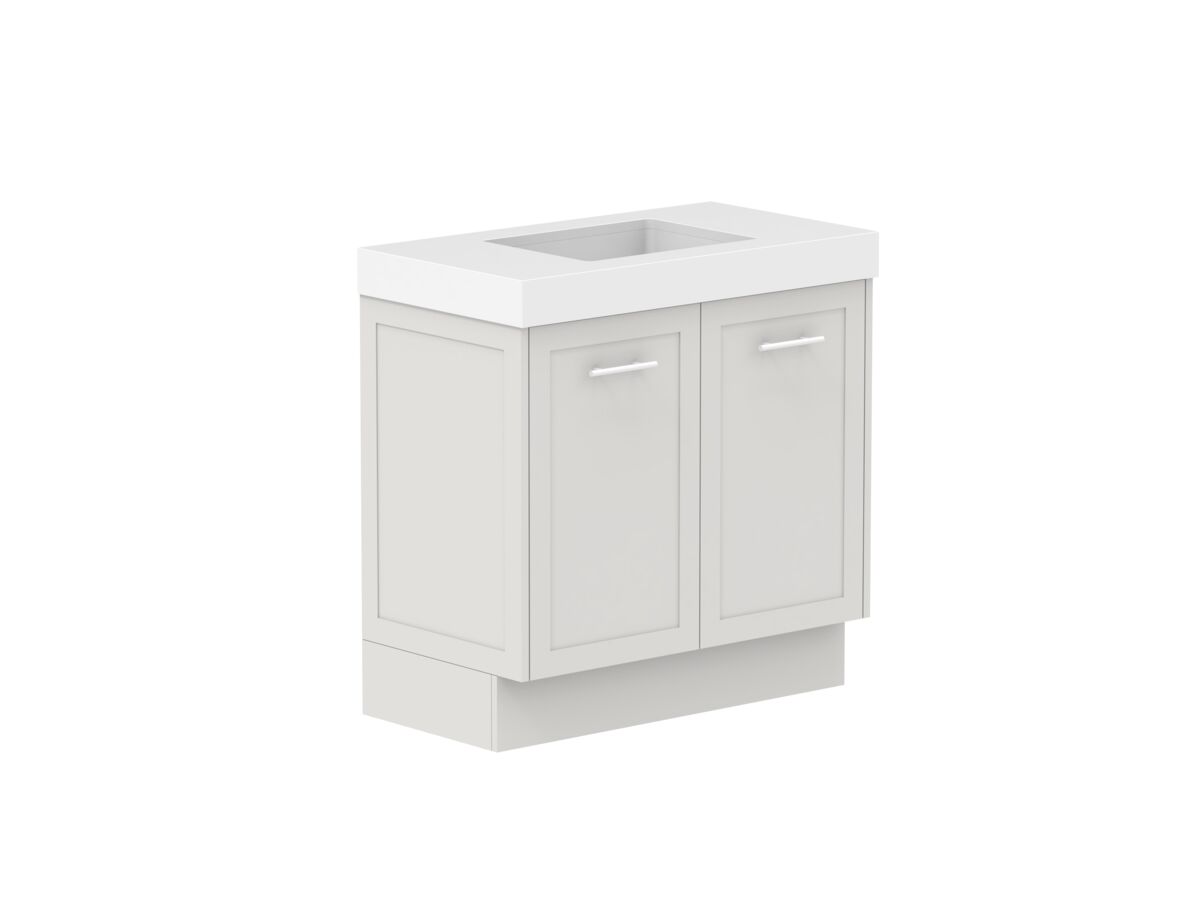 Supporting Image - Kado Lux All Door 900mm Floor Mounted Vanity Centre Basin 90mm - Feather Grey - Angle