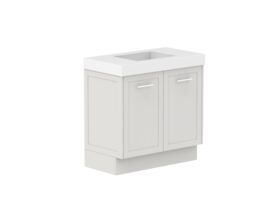 Supporting Image - Kado Lux All Door 900mm Floor Mounted Vanity Centre Basin 90mm - Feather Grey - Angle