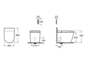 Technical Drawing - Roca Ona In-Wash In-Tank Back to Wall (4 Star)