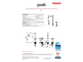 Specification Sheet - Posh Canterbury English Basin Set Swivel Outlet Cross Handles Chrome (4 Star)