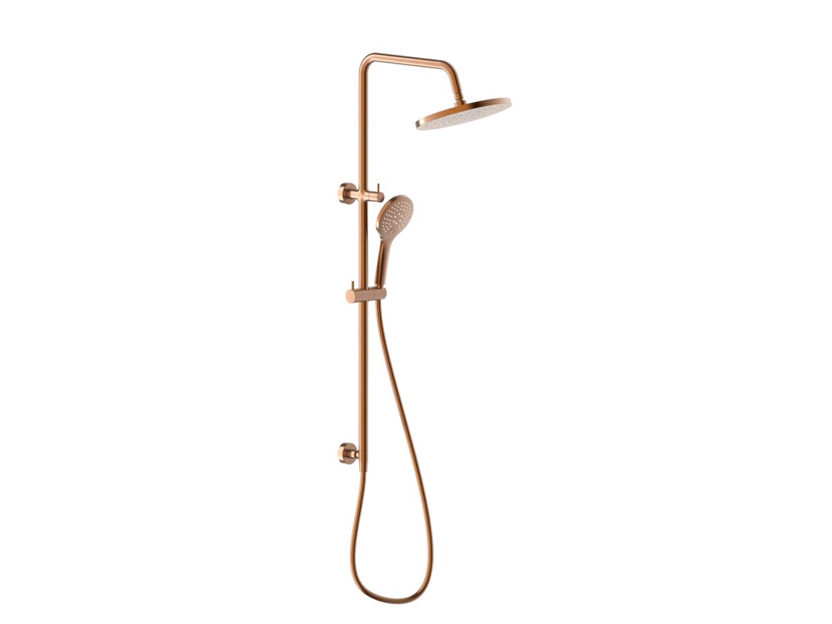Hero - Mizu Drift Twin Rail Shower 250mm ABS Overhead with Top Rail Water Inlet Brushed Bronze (5 Star)