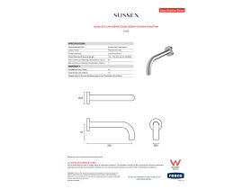 Specification Sheet - Scala 25 Curved Bath Outlet 200mm Chrome Lead Free