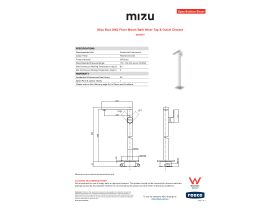 Specification Sheet - Mizu Bloc MK2 Floor Mount Bath Mixer Tap & Outlet Chrome