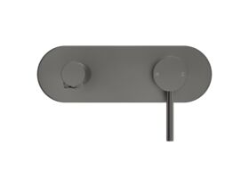 Supporting Image 2 - Mizu Drift Wall Basin / Bath Mixer Set with Straight Spout Kit Brushed Gunmetal (6 Star) Lead Free - Front