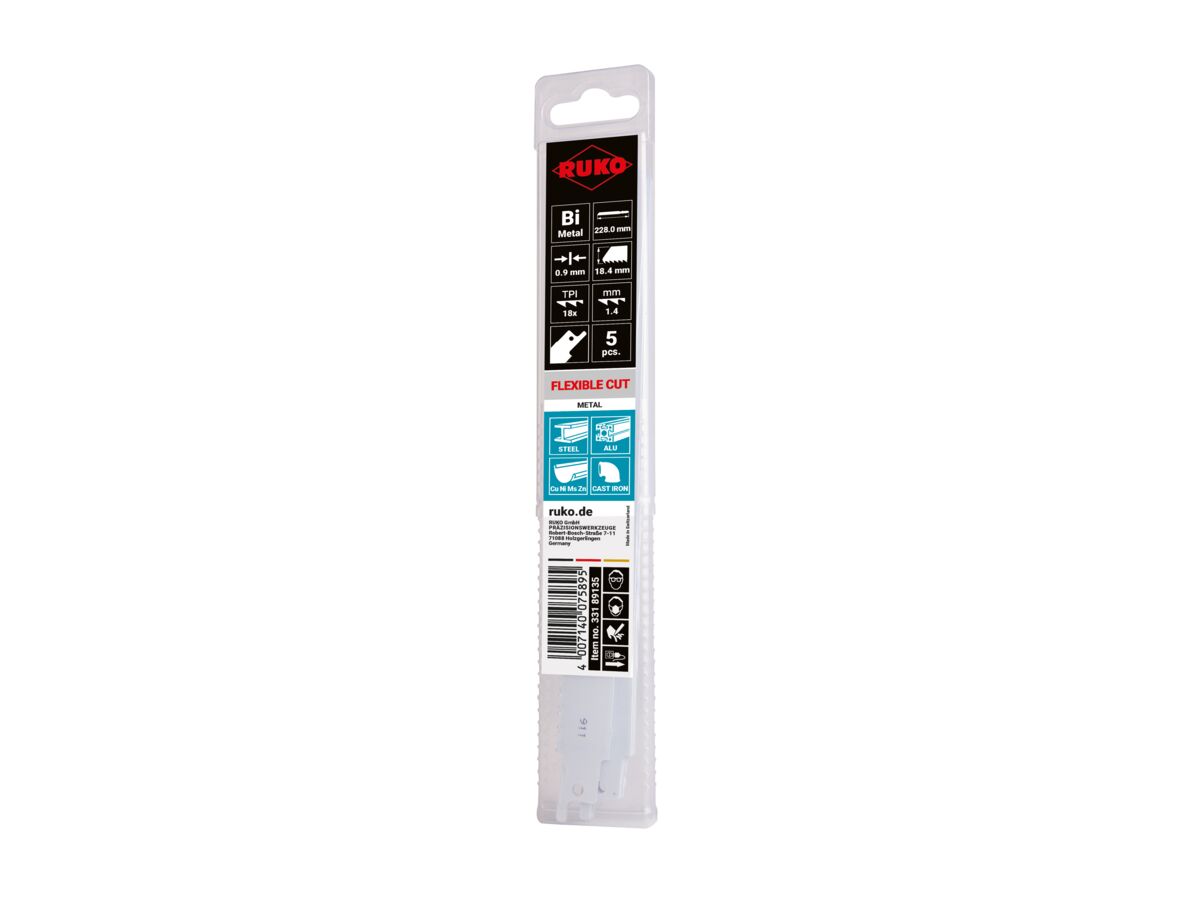 Ruko Reciprocating Blade Metal- 225mm (5 pack)