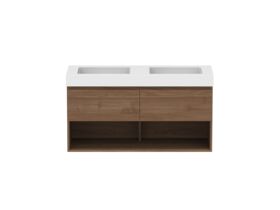 Hero - Posh Domaine 1200mm Wall Hung Vanity Unit All-Drawer Open Shelf Double Bowl 90mm Top